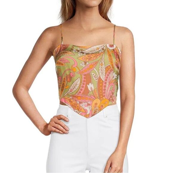 Paisley Cathy Square Neck Sleeveless Back Detail Scarf Top - Picture 1 of 1